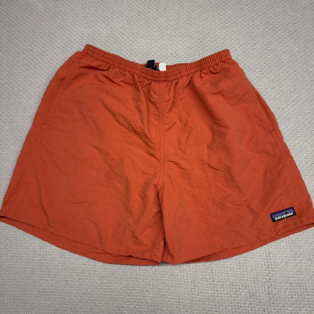 Patagonia Baggies Shorts Mens M Orange Recycled Nylon Swim Trunks Beach Surf